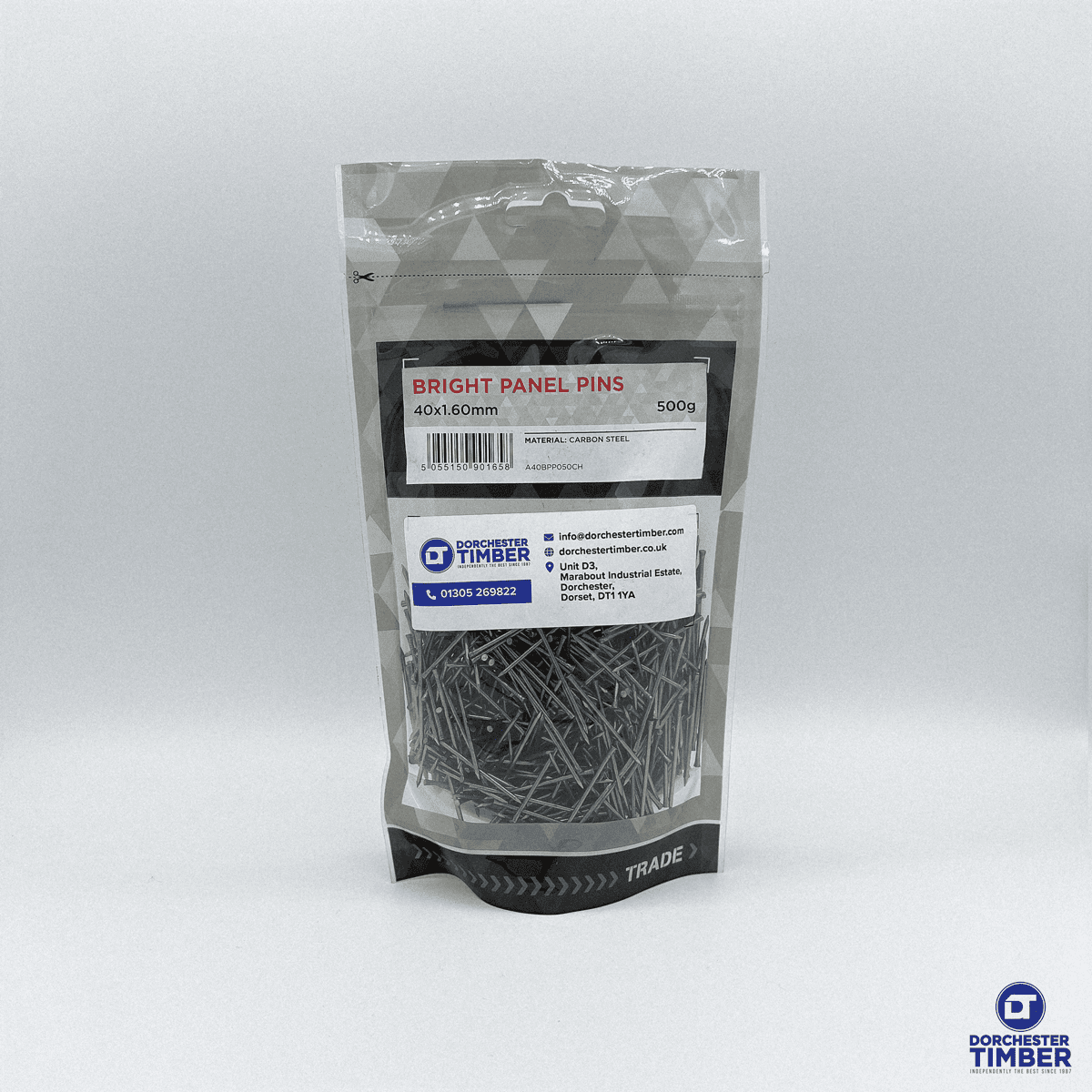 40mm x 1.60mm - Bright Panel Pin Nails | 0.5g