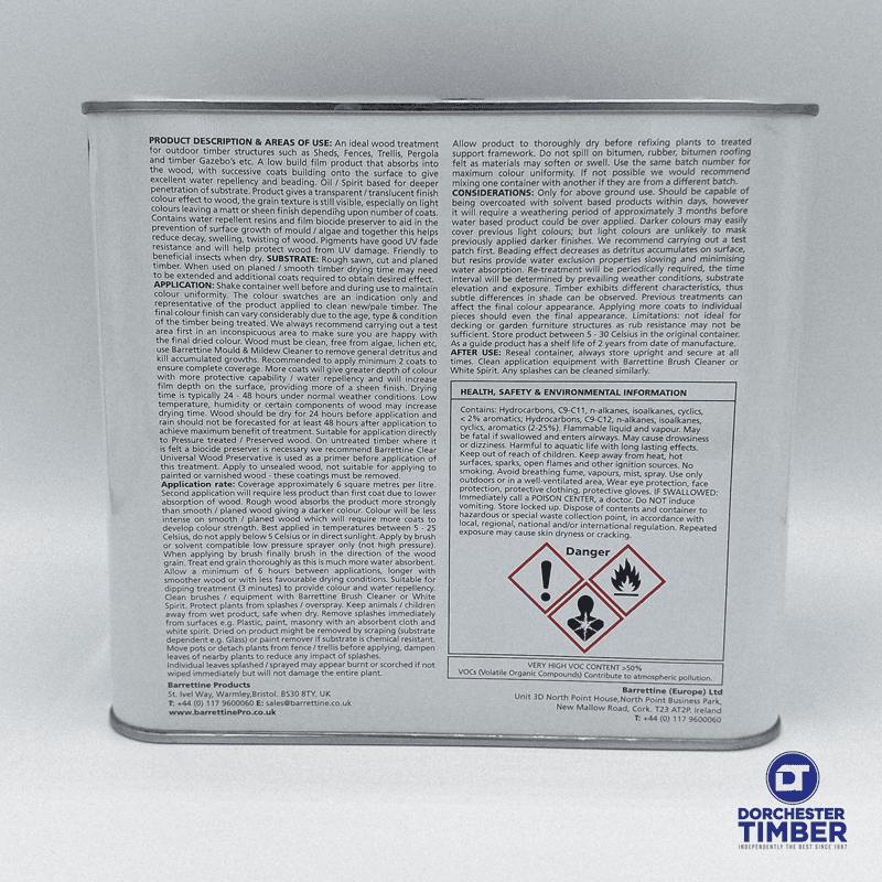 Barrettine Wood Protective Treatment (2.5Ltr) (Various Colours) - Image 2