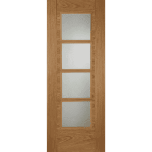 Oak ISEO SS Central 4 Light Fire Door (FD30) 44mm