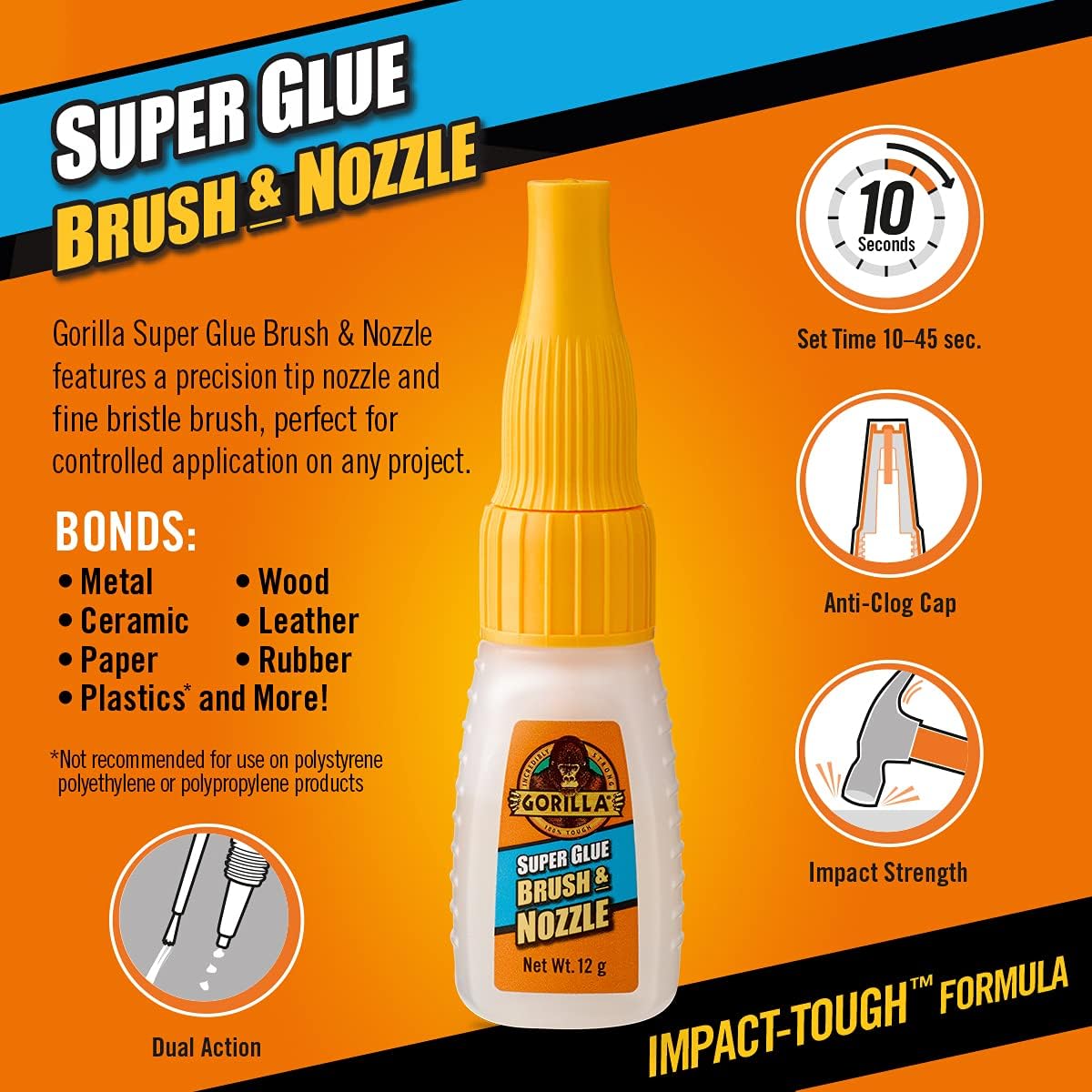 Gorilla Superglue Brush & Nozzle 12g - Image 2