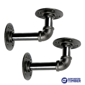 Industrial Style Pipe Brackets Black Cast Iron 150mm x 80mm
