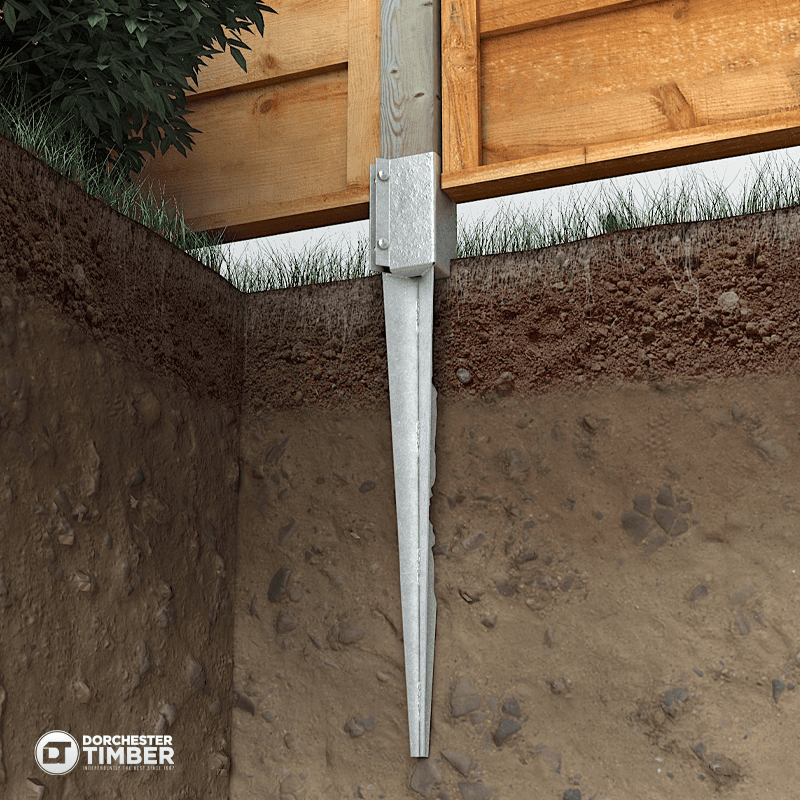 100mm 4" x 4" - Bolt Grip Drive-In Post Support - 600mm Galvanised Spike - Image 2